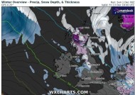 英国气象地图精确地显示了8英寸不间断降雪的地点和时间